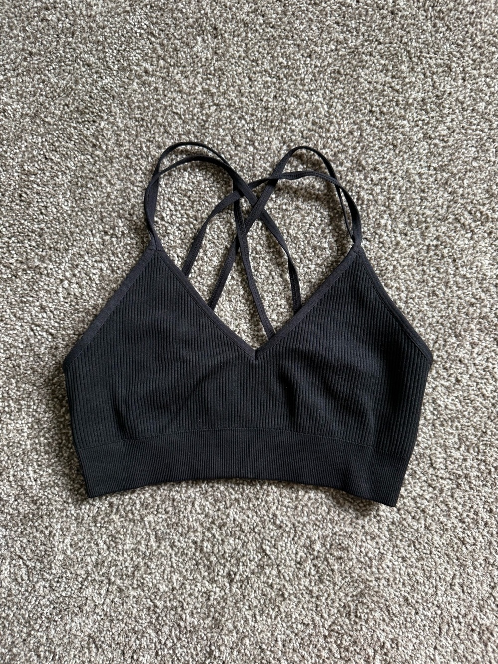 Black Ribbed Strappy Aerie Bralette
